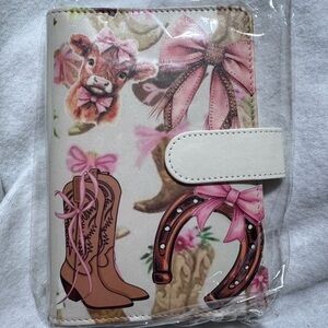 Western-Themed Binder with Pink and White Accents